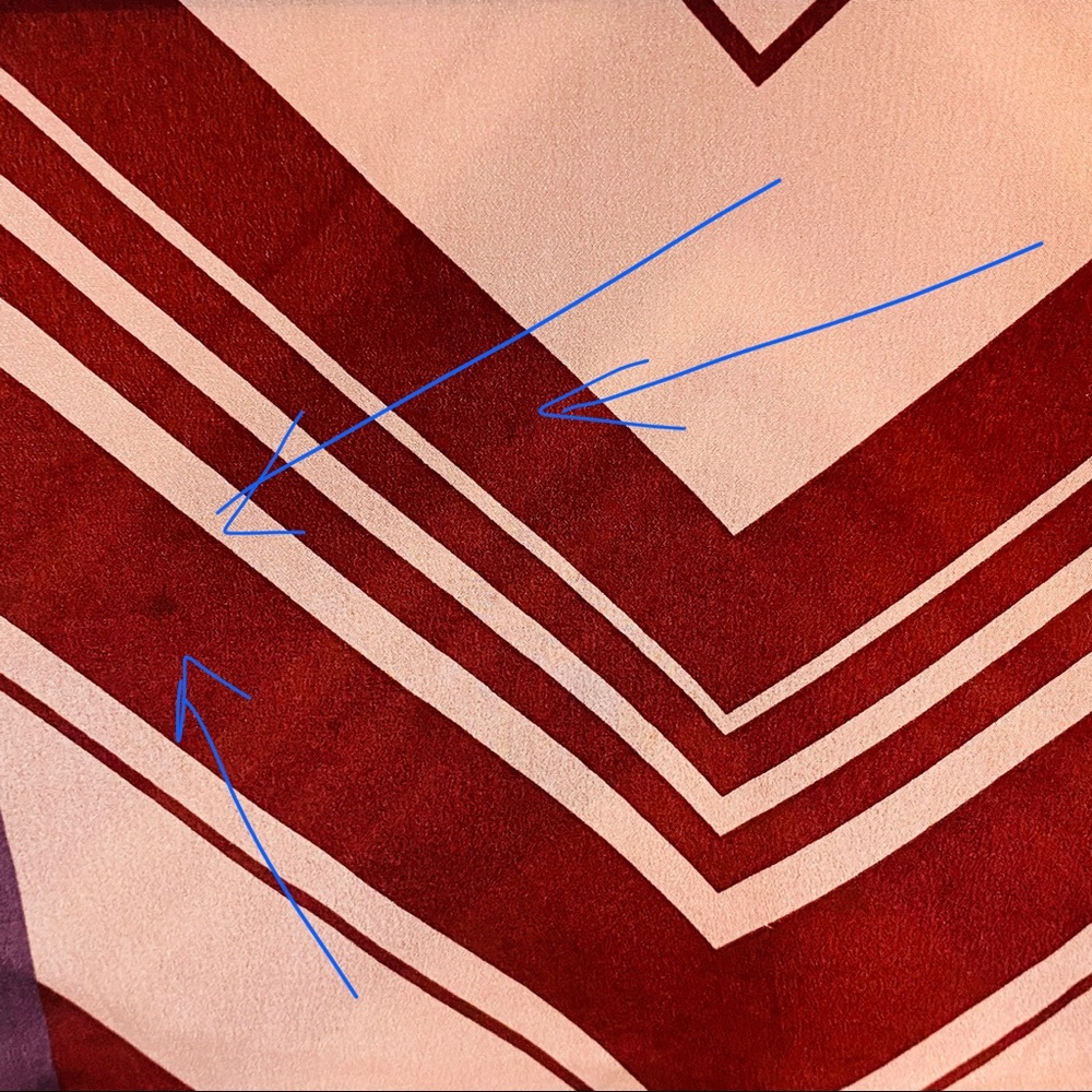 Pink & Burgundy Chevron Pure Silk Versatile Wear Scarf - Picture 13 of 14